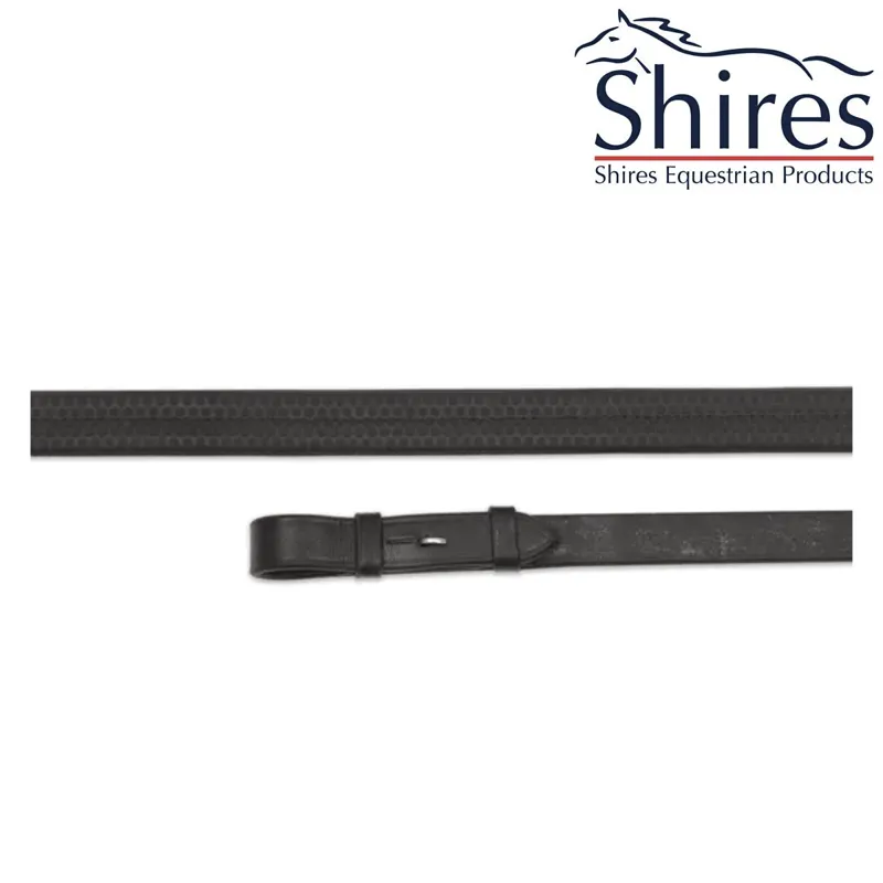 Shires Aviemore Nylon Insert Rubber Grip Reins - Black 